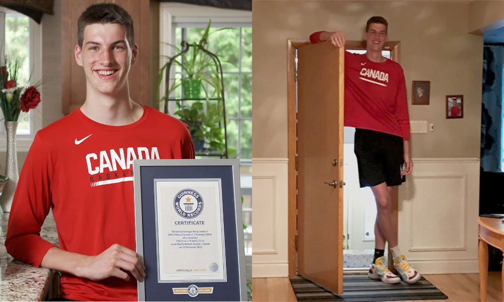 Olivier Rioux is the world's tallest teenager according to the Guinness Book of World Records. He is being recruiting by the Kentucky Wildcats.