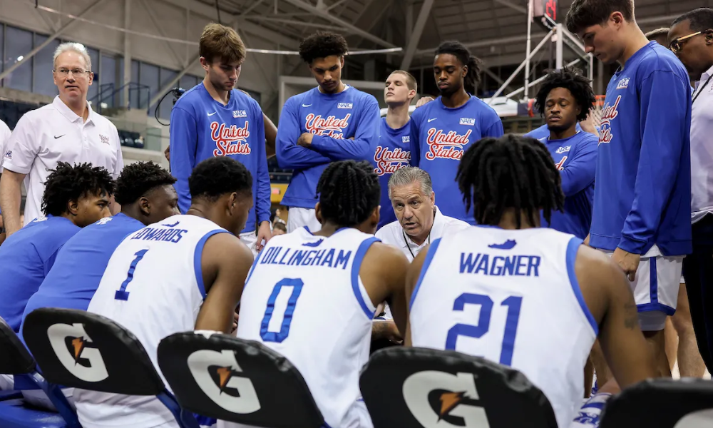 John Calipari coaching the Kentucky Wildcats at GLOBL JAM in Canada.