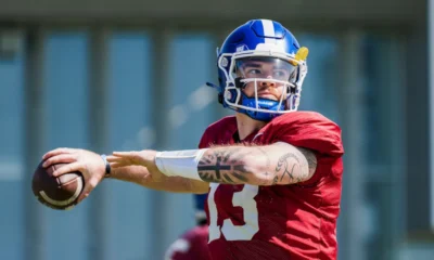 Devin Leary throwing at Kentucky Football practice