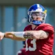Devin Leary throwing at Kentucky Football practice