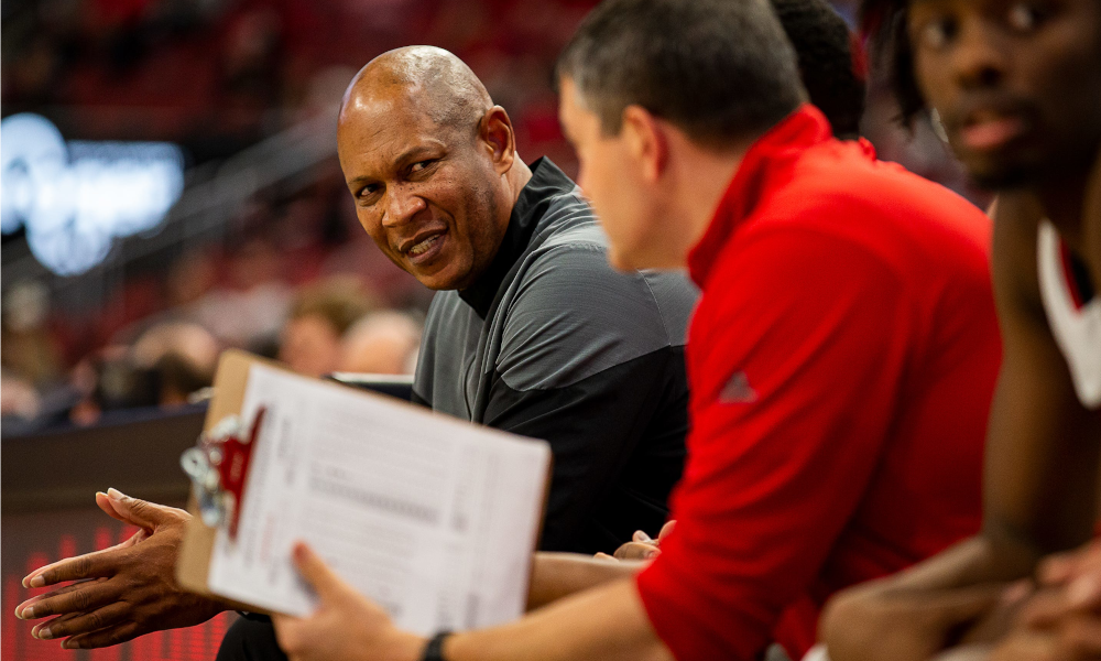 Louisville head coach Kenny Payne looked for answers on the bench