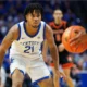 Kentucky guard DJ Wagner. The Kentucky Wildcats kick off their season against New Mexico State. Here is the how to watch, things to watch, predictions, and betting odds.