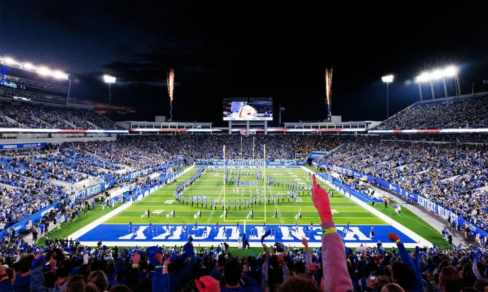 Fans celebrate at halftime for the Kentucky Wildcats at Kroger Field.