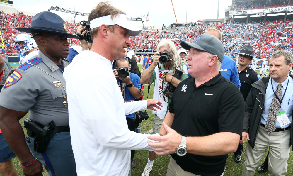 Lane Kiffin commends Mark Stoops for out of character playcall as the Kentucky Wildcats upset the sixth ranked Ole Miss Rebels.