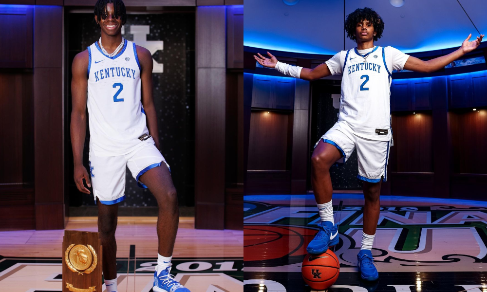 2025 five star recruits Caleb Wilson and Acaden Lewis hint at teaming up at Kentucky, joining Jasper Johnson and Malachi Moreno.