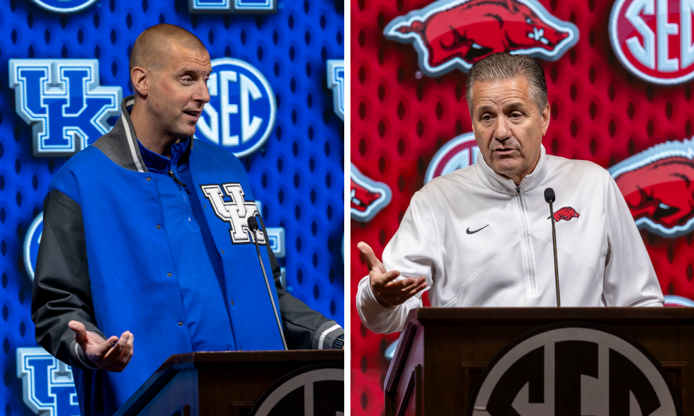 John Calipari and Mark Pope had nothing but nice things to say about each other at SEC Basketball Media Days.