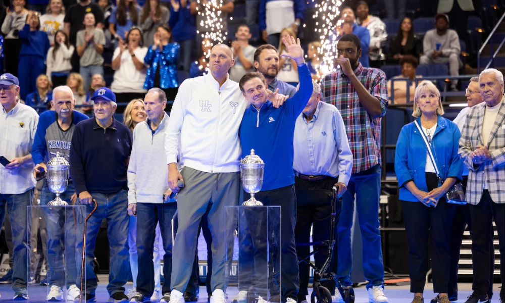 Rick Pitino was nearly brought to tears in his return to Kentucky, as fans gave him an overwhelming ovation at Big Blue Madness.