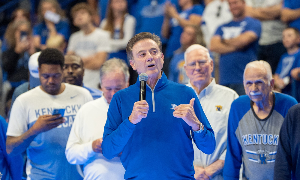 Former Kentucky basketball coach Rick Pitino says he would "love" to play Kentucky. I’d love to come back and get my a** kicked once again”