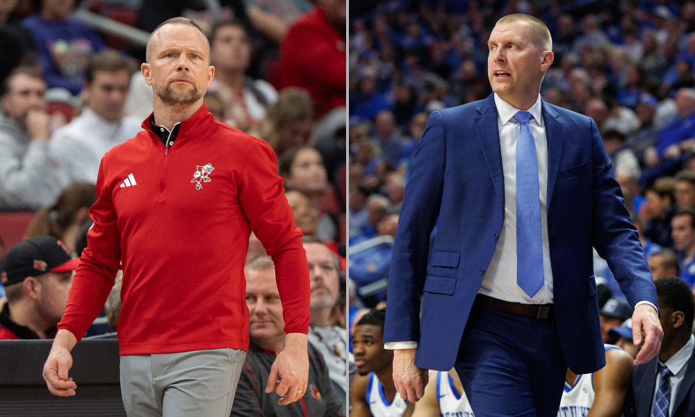 Kentucky head coach Mark Pope and Louisville head coach Pat Kelsey faceoff for the first time.