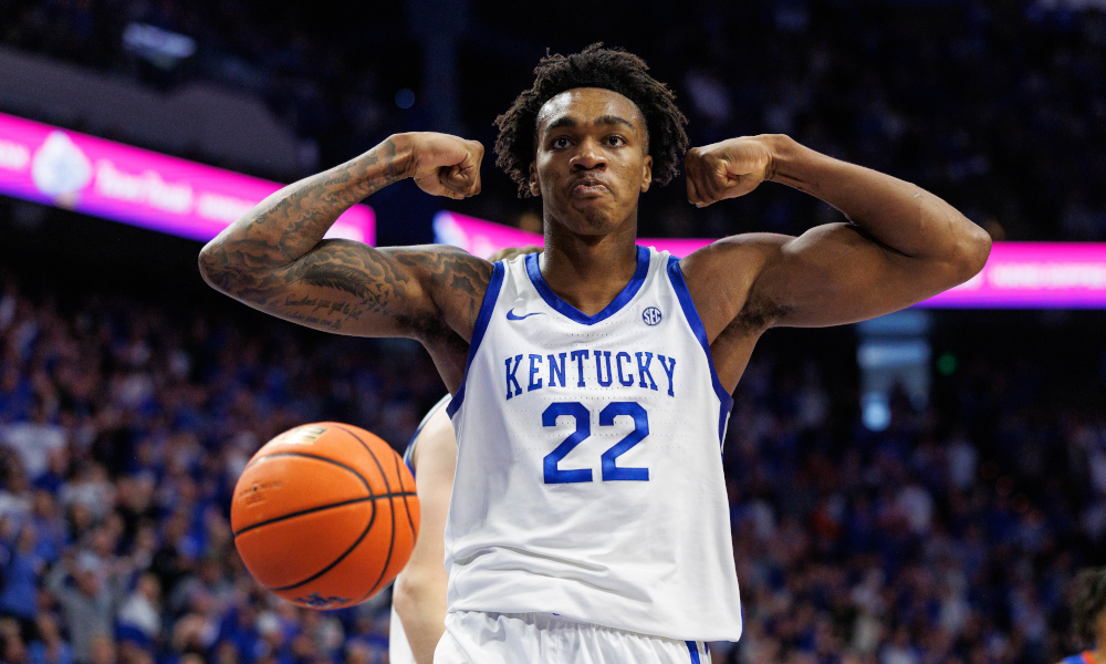 Kentucky Wildcats center Amari Williams (22) celebrates after making a basket.