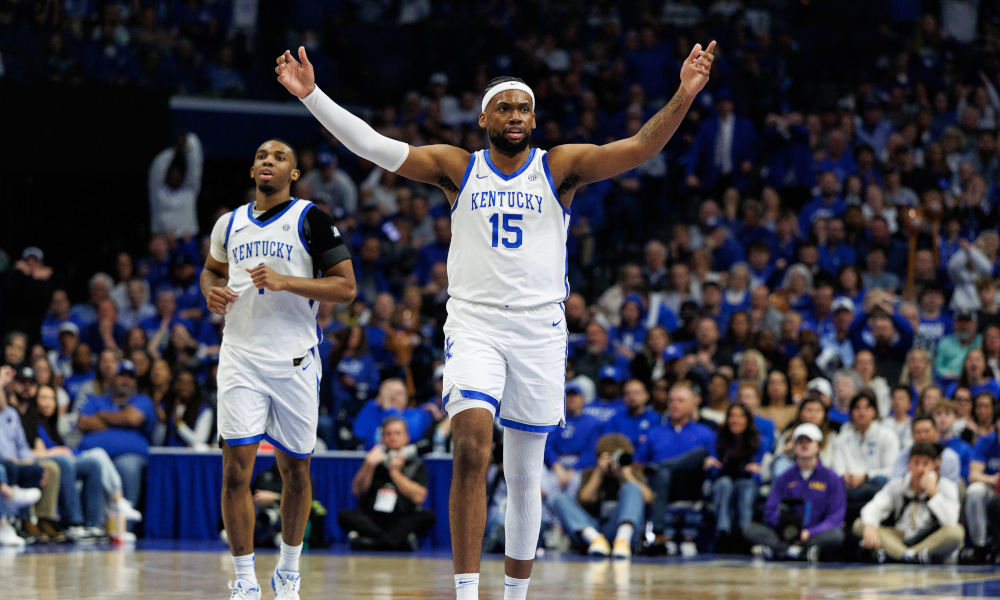 Kentucky Wildcats forward Ansley Almonor (15) reacts in Rupp Arena.