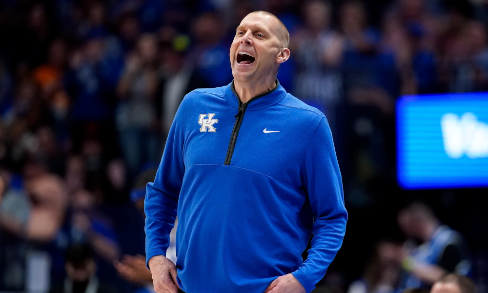 Kentucky head coach Mark Pope yells to his team at the SEC Tournament.