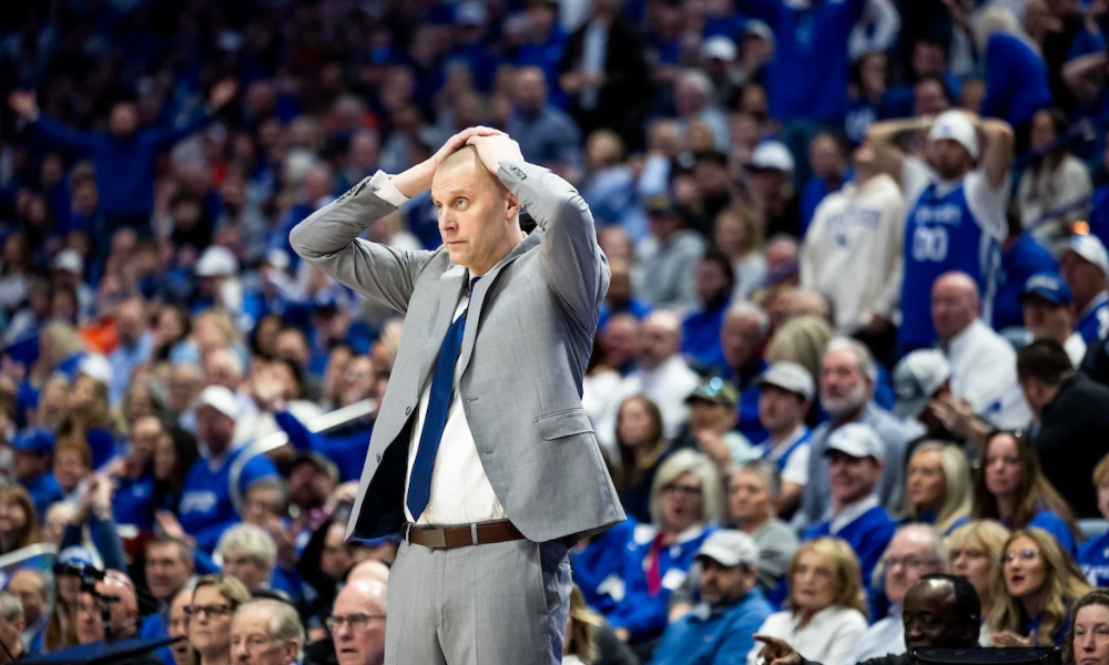 Kentucky head coach Mark Pope reacts to a poor call during a game.