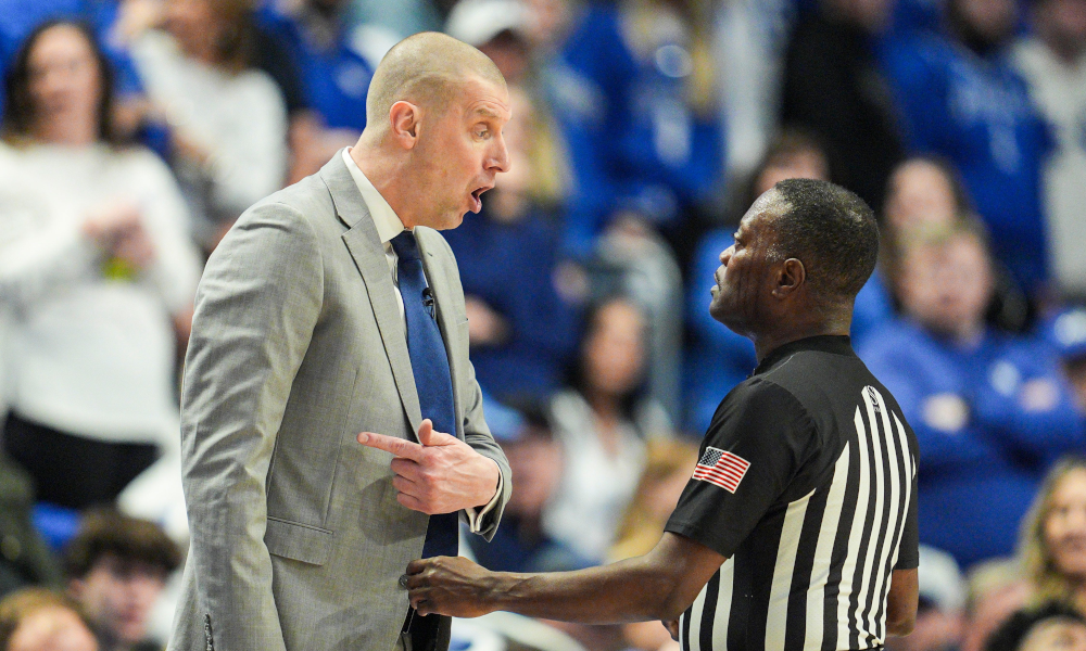 Kentucky head coach Mark Pope questioned a referee during the game