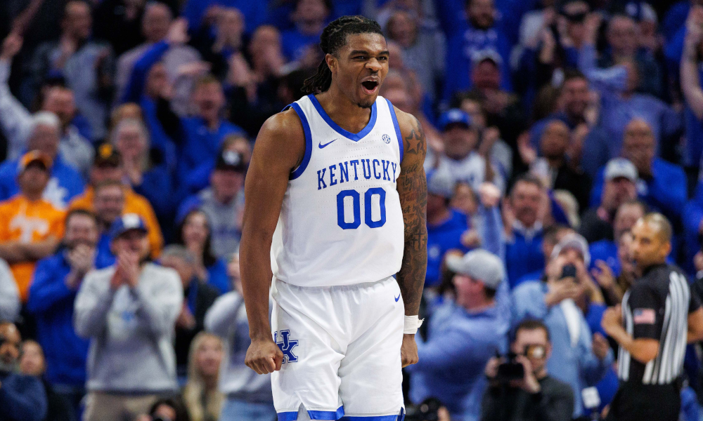 Kentucky guard Otega Oweh reacts during a game.